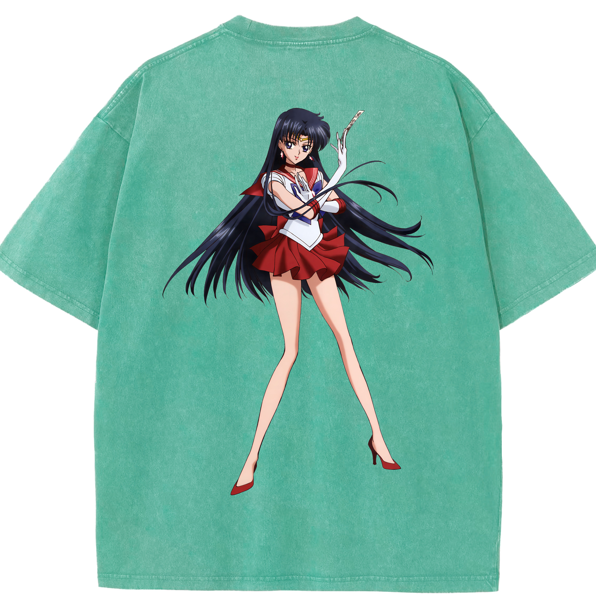 （画像用） 美少女戦士セーラームーン 火野レイ ひの レイ Sailor Moon Hino Rei （セーラーマーズ,Sailor Mars） 綿100% ヴィンテージ風 半袖Tシャツ（背面プリント）